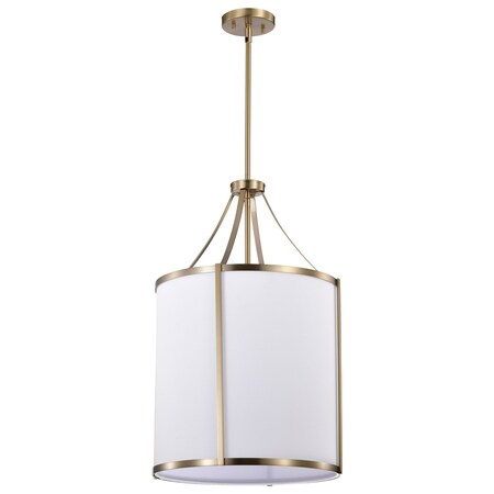 Nuvo Easton 3-Light Pendant - Burnished Brass Finish - White Linen Shade 60/7962